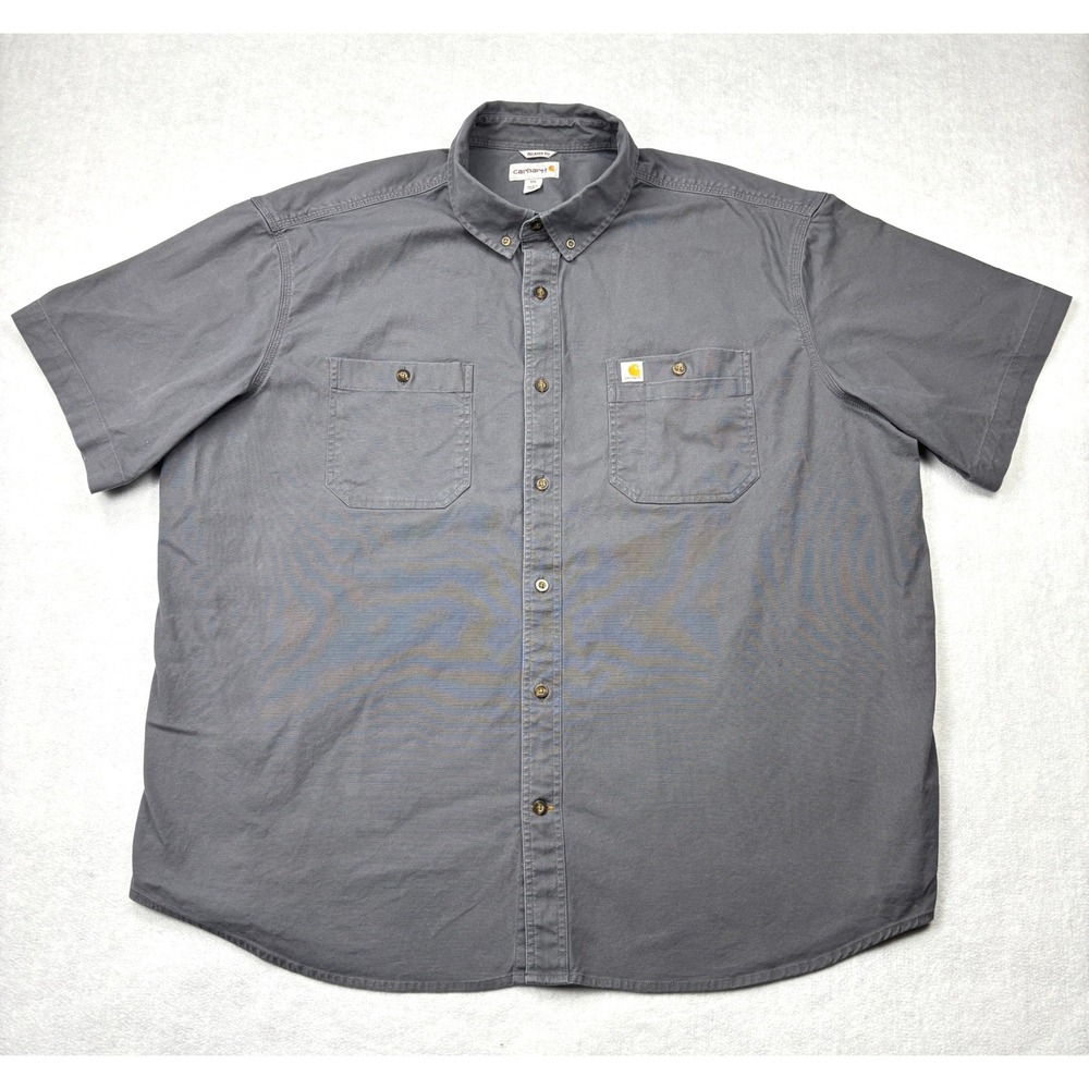 Carhartt Relaxed Fit Short Sleeve Button Down Shirt Gray Mens 3XL 103555 039